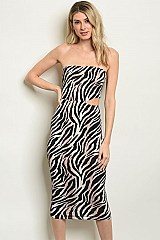 Sleeveless Animal Print Cut Out Bodyon Dress - Pack of 6 Pieces