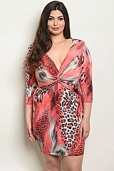 Animal Print Plus Size Dress - Pack of 6 Pieces