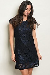 Short Cap Sleeve Round Neckline All Over Lace Tunic Dress - Pack of 6 Pieces