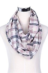 PACK OF 12 ASSORTED FASHION PLAID PATTERN INFINITY SCARVES