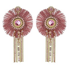 Trendy Rnd Tassel Earring W/ Chain Drop Tassels SLE1870