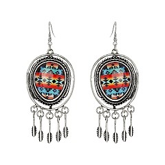 Fashionable Circle Western Navajo Print Earrings SLE1895