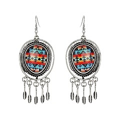 Fashionable Circle Western Navajo Print Earrings SLE1895