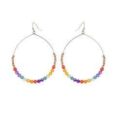 BEADED HOOP FISH HOOK EARRINGS