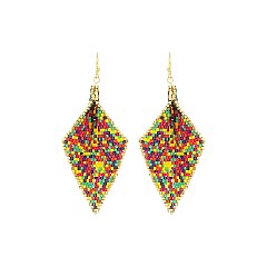 BEADED CURVED EARRING
