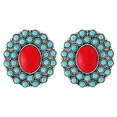 Glam Western Turquoise Flower Earrings