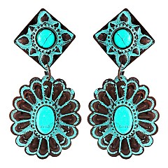 Luminous Handmade Turquoise Concho Earrings