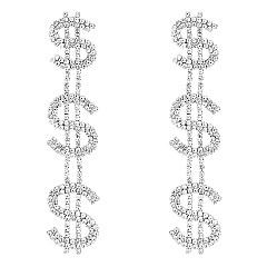 DOLLAR SIGN BLING JUMBO DROP EARRINGS