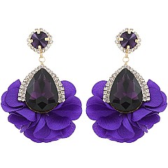 Evening Glam Teardrop Halo Bloom Drop Earrings