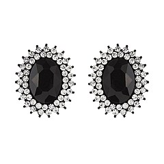FASHIONABLE SUNBURST GLASS STONE STUD EARRING SLEQ636