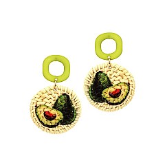 Avocado Print Straw Acrylic Post Novelty Earring