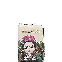 Frida Kahlo Authentic Cartoon Version Zip-Around Bi-Fold Wallet