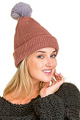 PACK OF 12  2-IN-1 FASHION POMPOM BEANIE AND SCARF