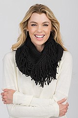 Pack of 12 Chic Assorted Color Fringe Detail Infinity Scarf