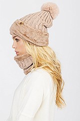 Pack of 12 Trendy  Assorted Color Beanie & Infinity Scarf Set