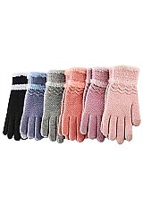 Pack of 12 Assorted Color Fashionable Winter Gloves