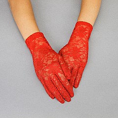 FASHIONABLE LACE GLOVES W/ FLOWERS SLGLV960