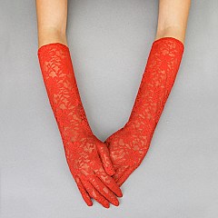 FASHIONABLE LACE LONG GLOVE W/ FLOWERS SLGLV961