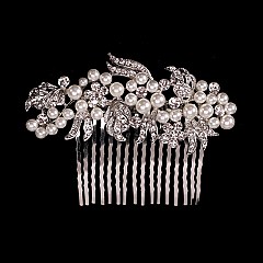 FASHIONABLE BRIDAL PEARL & RHINESTONE HAIR COMB SLHCY8785