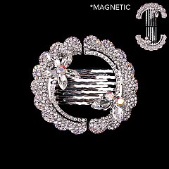 TRENDY 2 PC BUTTERFLY GEM HAIR MAGNET COMB SLHCY8868
