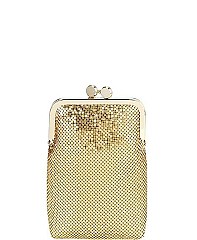 Stylish Framed Brass Mesh Coin Cellphone Case/Wallet  with Shoulder Chain JYHD-3368