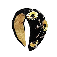 GOLD BEAD AND SPANGLE FLOWER ART HEAD BAND