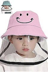 PACK OF 12 CUTE ASSORTED COLOR KIDS BUCKET HAT WITH DETACHABLE FACE SHIELD