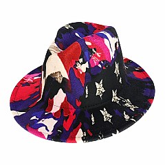 STARS RED AND BLUE AMERICAN FLAG Fedora Hat for Women
