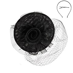 Classy Fascinator with Round Netted Veil Rose SLHTH2206