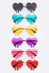 Pack of 12 Iconic Dripping Heart Sunglasses Set
