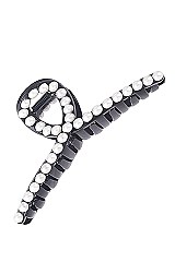 PACK OF 12 ELEGANT BLACK AND WHITE PEARL HAIR CLAW CLIP