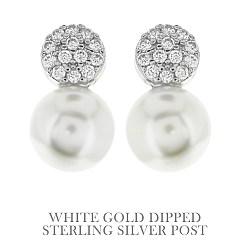 Large Trendy PEARL CZ Post Earrings