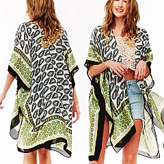 CLASSIC PAISLEY PRINT SILKY WOMEN'S COVER-UP KIMONO
