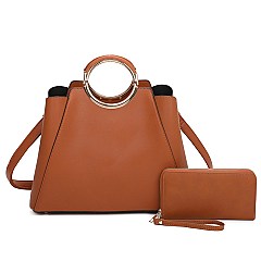 Round Top Metal Handle 2-in-1 Satchel