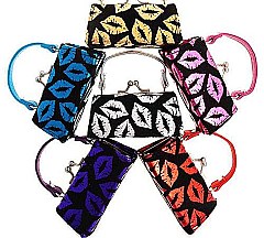 PACK OF 12 PCS ASSORTED COLOR MODERN KISS MARK MINI COIN PURSE
