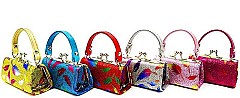 PACK OF 12 PCS ASSORTED COLOR MINI FEATHER PRINT COIN PURSES