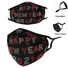 Welcome Happy New Year 2021 Bling Mask
