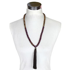 Fashionable Long Beaded Nk W/ Silk Tassels SLN1603