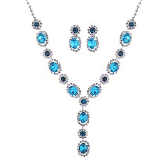 Bejeweled Crystal Necklace Earrings Set