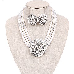 Brooch Multi Strand PEARL CLUSTER NK/ER SET