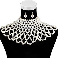 Collar Beads Choker Necklace Earring Set
