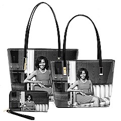 3-in-1 Twin Tote Wallet SET,Michelle Obama CH-OB2669D