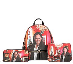 3 IN 1 KAMALA HARRIS BACKPACK WALLET & CROSS-BODY SET