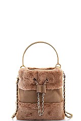 FUR CROSSBODY CLUTCH WITH LINKED CHAIN