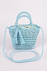 Straw Basket MonotoneCrossbody Bag