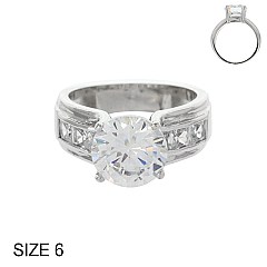 CUBIC ZIRCONIA ENGAGEMENT RING W/ LARGE CENTER STONE SLR1244SI