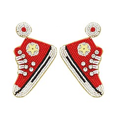 Trendy 2" Handmade Seed Beads Sneakers Earrings