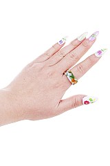PACK OF (12 PIECES) Opening Adjustable Marble Ring