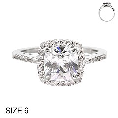 SQUARE CUBIC ZIRCONIA ENGAGEMENT RING SLRZ0204SI