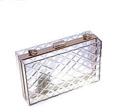CLEAR ACRYLIC BOX CLUTCH WITH CHAIN